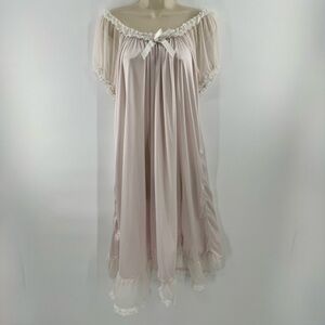 S Princess 2 Pink Sheer Babydoll Nightgown Lace Trim Bow Front Size XXL (B1)